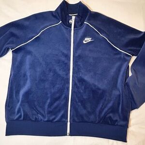 Nike Retro Velour Full Zip Womens Track Jacket Size Large Blue Y2K